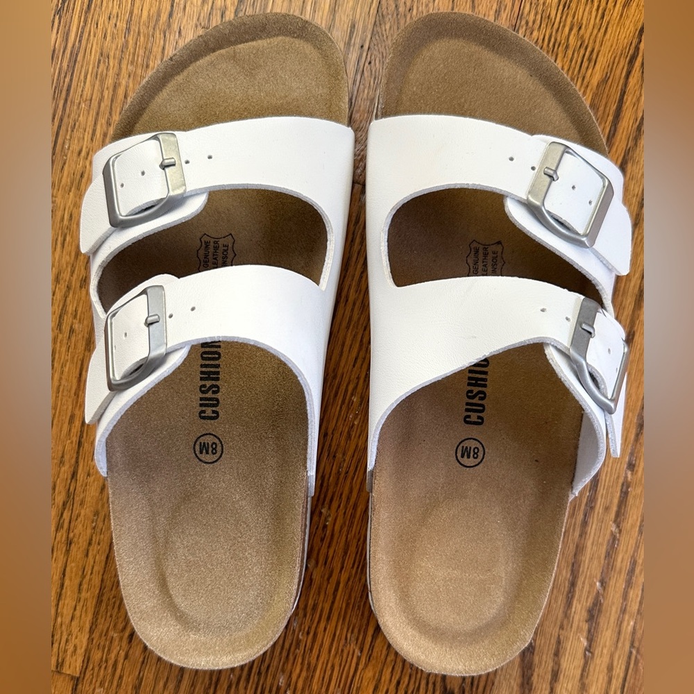 White Double Strap Sandals Cushionaire